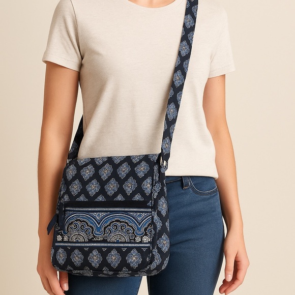 Vera Bradley Handbags - 💙 Vera Bradley Blue Quilted Crossbody Bag — Paisley Floral Pattern
